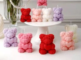 Molde silicona osito grande rosas con corazon